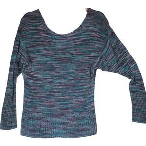 Lucky Brand Sweater Womens XS Blue Striped Dolman Sleeve Scoop Neck Pullover